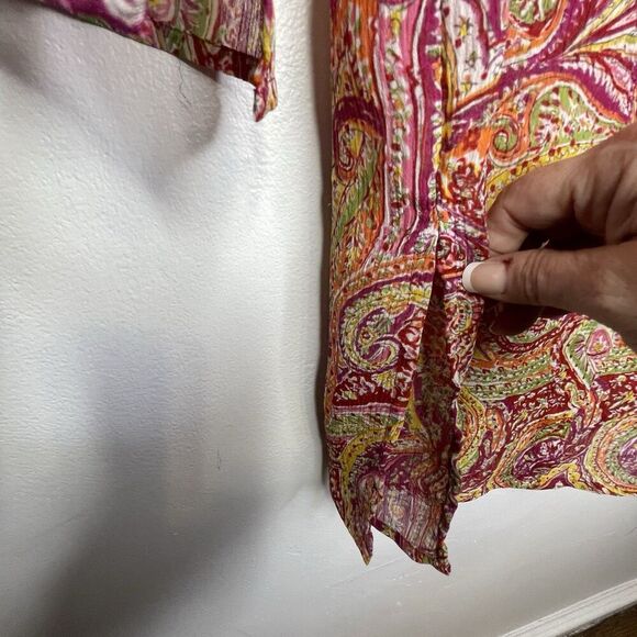 j. h. collectibles Button-Up SheerBlouse Tunic Size L Women’sBohoPaisleyFestival - Picture 7 of 13